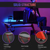 Ergonomic Gaming Desk with Hook Cup Holder LED & Cable Management