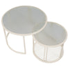 Round Nesting Coffee Tables Set of 2 Glass Top Side End Tables with Metal Frame