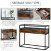 Vintage Glass Console Table Rustic Shelf Storage Industrial Sideboard Drawers