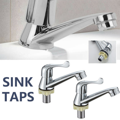 2X Taps Set Hot and Cold Pair Tap Traditional Bath Bathroom Basin Sink