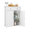 White Bthroom Floor Cabinet Storage Cupboard 1 Drawer 2 Doors Wooden 80x35x100cm