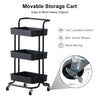 3 Tier Slim Kitchen Storage Trolley Cart Rack Tray Shelf Rolling Wheel W/ Handle