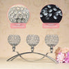 Silver 3 Arms Crystal Tea Light Candle Holders Centerpieces Table Candelabras UK