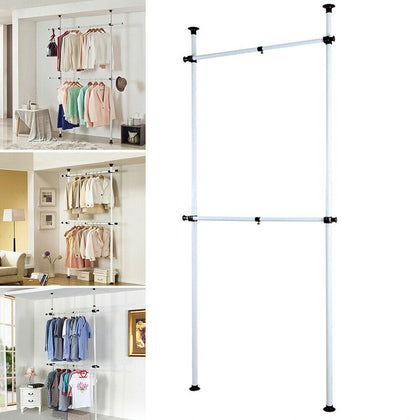 Adjustable Telescopic Closet Garment Rail Coat Clothes Wardrobe Hanging Rack NEW