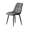 Set of 2 Blue Grey Velvet Dining Chairs Dinning Kitchen Room Metal Leg Padded