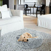 L Comfy Calming Dog Cat Sleeping Bed Warm Soft Plush Round Nest Light Grey