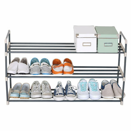3 Tier Shoe Rack Stand Stackable Storage Organiser Shelves Lightweight Cabinet