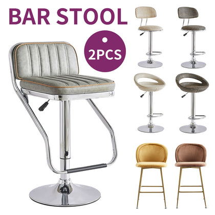 Breakfast Bar Stools x2 Kitchen High Chair Lift 360°Swivel Bistro Pub Barstool