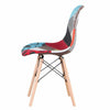 Set of 4 Patchwork Fabric Dining Chairs Padded Seat Wooden Legs Home Multicolor