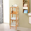 Tall 110cm Bamboo Storage Rack Home Standing Shelving Unit for Kitchen Bathroom