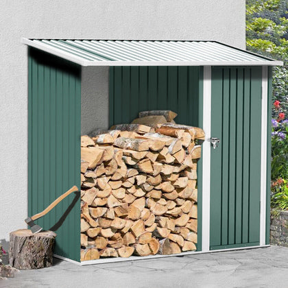 Garden Shed Galvanised Steel Outdoor Firewood Storage Log Store Tool Cabinet