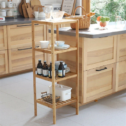 4 Tiered Bamboo Shelf Book Rack Stand Heavy Duty Plant Stand Free Standing