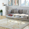 Coffee Table Marble Effect Side End Table Oval Living Room Table Golden Legs