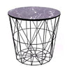 Wire Side Table Retro Metal Basket Marble Top Storage Table Home Furniture