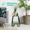 Round Sofa Side Table With Tempered Glass Top Living Room Furniture Coffee Tea