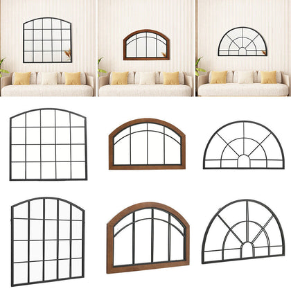 Window Style Mirror Indoor Outdoor Garden WallHanging Glass Décor Mirror Hallway