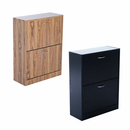 2 Drawers Shoe Storage Cabinet Door Cupboard Footwear Stand Rack