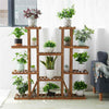 Multiple Tier Vertical Carbonized Wood Plant Stand Stylish Ladder Shelf Balcony