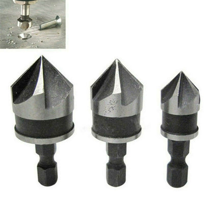 3 x Hex Countersink Boring Bore Quick Change Drill Bit Tool Set for Wood Metal
