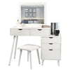 Dressing Table with Mirror Stool Drawer Cupboard Vanity Set Makeup Desk White