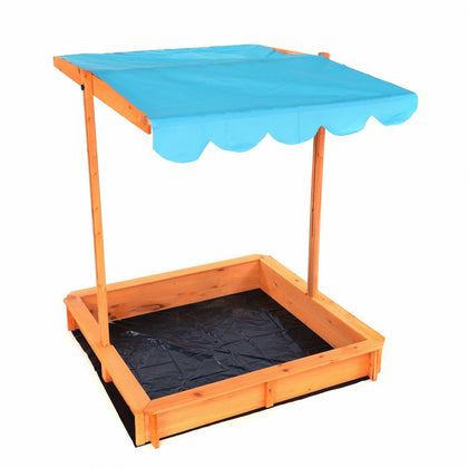 NEW! Childrens Wooden Garden Sand Pit with Adjustable Canopy Sun Shade