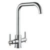 Modern Kitchen Sink Mixer Taps Dual Lever Right Angle Bend Bridge Faucets //
