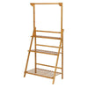 Foldable Bamboo Shelf Bookcase Shelving Unit Plant Stand Display Hanging Rod UK