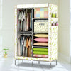 Medium Fabric Canvas Wardrobe With Hang Rail Shelving Clothes Storage Cupboard