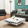 Coffee Table with 2 Drawers Modern Square Home Living Room Table 4 Metal Legs