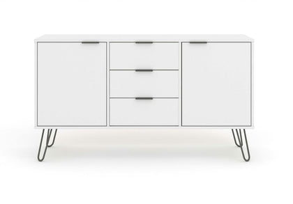 White Sideboard Cupboard With 2 Doors, 3 Drawers Living Room Storage Furniture