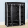 Mondeer Grey/Black Canvas Wardrobe Storage Organiser Hanging Rail Fabric