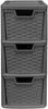 Rattan Effect 3 Drawer Storage Unit Grey Tower Chest Plastic Desktop Organisers