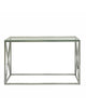 Glass Console Table Chrome Stainless Steel Modern Tempered Glass Living Room