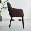 2* Brown/Grey Faux Leather/PU Dining Chairs Armchairs Padded Office Dining Room