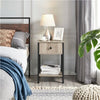 Bedside Table with 1 Drawer Nightstand Metal-Framed Rustic End Side Table,Gray