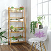 Ladder Bookcase Bamboo Storage Shelving Unit 4Tier Plant Rack Freestanding Shelf