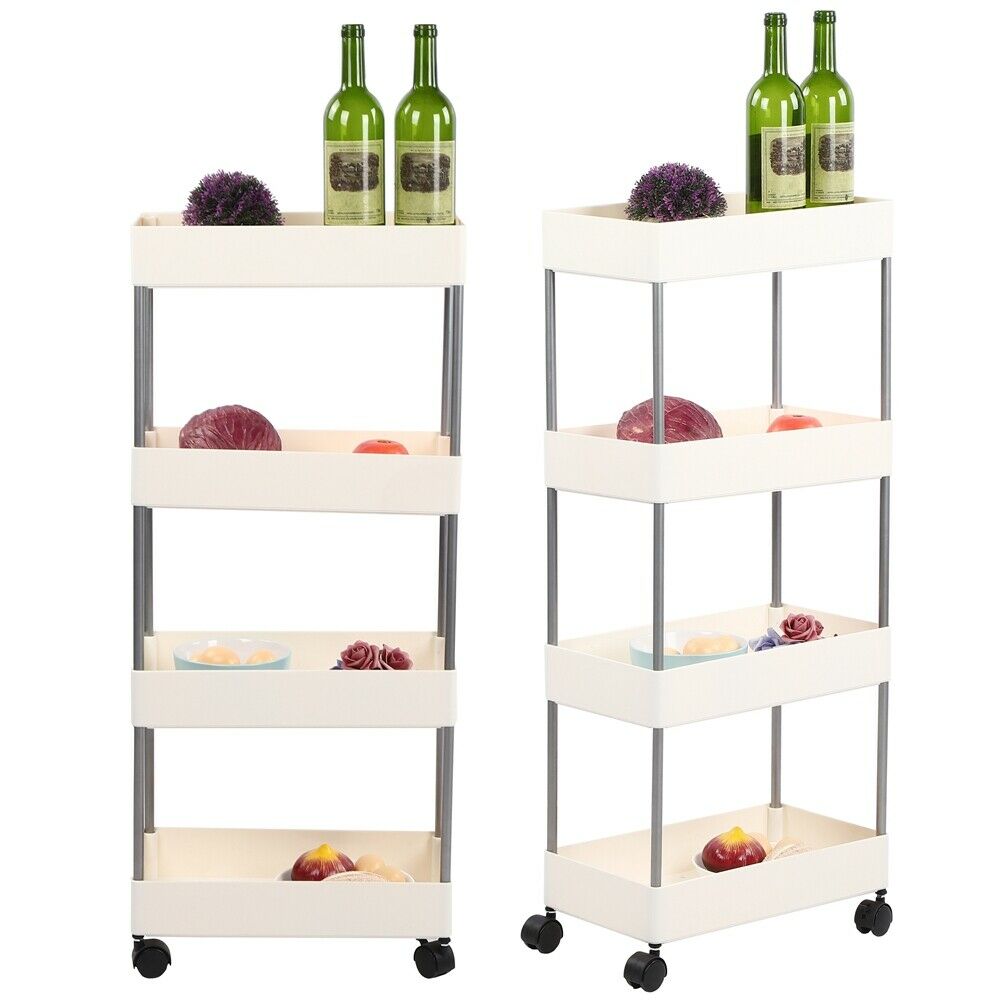 Slim Slide Out Kitchen Trolley Rack Holder Storage Shelf Organiser Mobile Stand