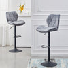 2x Grey Breakfast Bar Stools Velvet Swivel Gas Lift Chairs Kitchen Pub Chair New