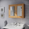 Oak Bathroom Cabinet | Wooden Wall Mounted Storage Mirror Cupboard/Unit