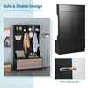 3-in-1 Freestanding Hall Coat Rack Stand Shoe Bench with 5 Hooks and Cabinet