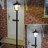 2.1m Solar Power Outdoor Black Security LED Lamp Post | Garden Path Driveway