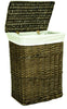 Lidded Wicker Linen Laundry Bin Basket with Cotton Liner