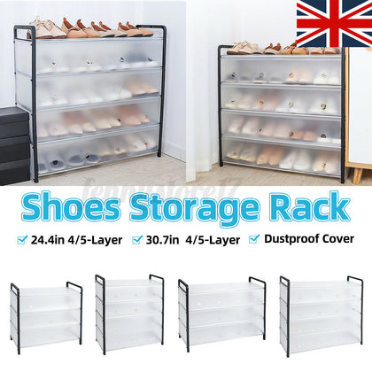 Dustproof 5 Tier Shoe Rack Storage Shelf Display Stand Organiser Cabinet Closet