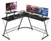 Black L-shaped Computer Desk Corner Table Workstation Office Study Furniture
