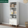4 Tier 150cm Bookshelf Tall Unit Display Bookcase Book Shelf Storage White Door