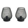 Set of 2 Metal Cage Table Lamps Battery Powered Bedside Table Lantern W/LED Bulb