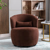 Swivel Tub Chair Teddy Fabric Accent Armchair Barrel Chairs Reading Chair HT