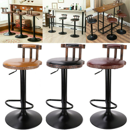 2x Bar Stools Faux Leather Kitchen Cafe Swivel Bar Stool Padded Chair Gas Lift