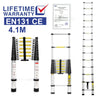 EN131 Heavy Duty Telescopic Ladder Multipurpose Extendable Laders Aluminium 4.1m
