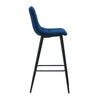 2X Blue Velvet Bar Stools Breakfast Pub Chair Footrest Home Kitchen Chairs New